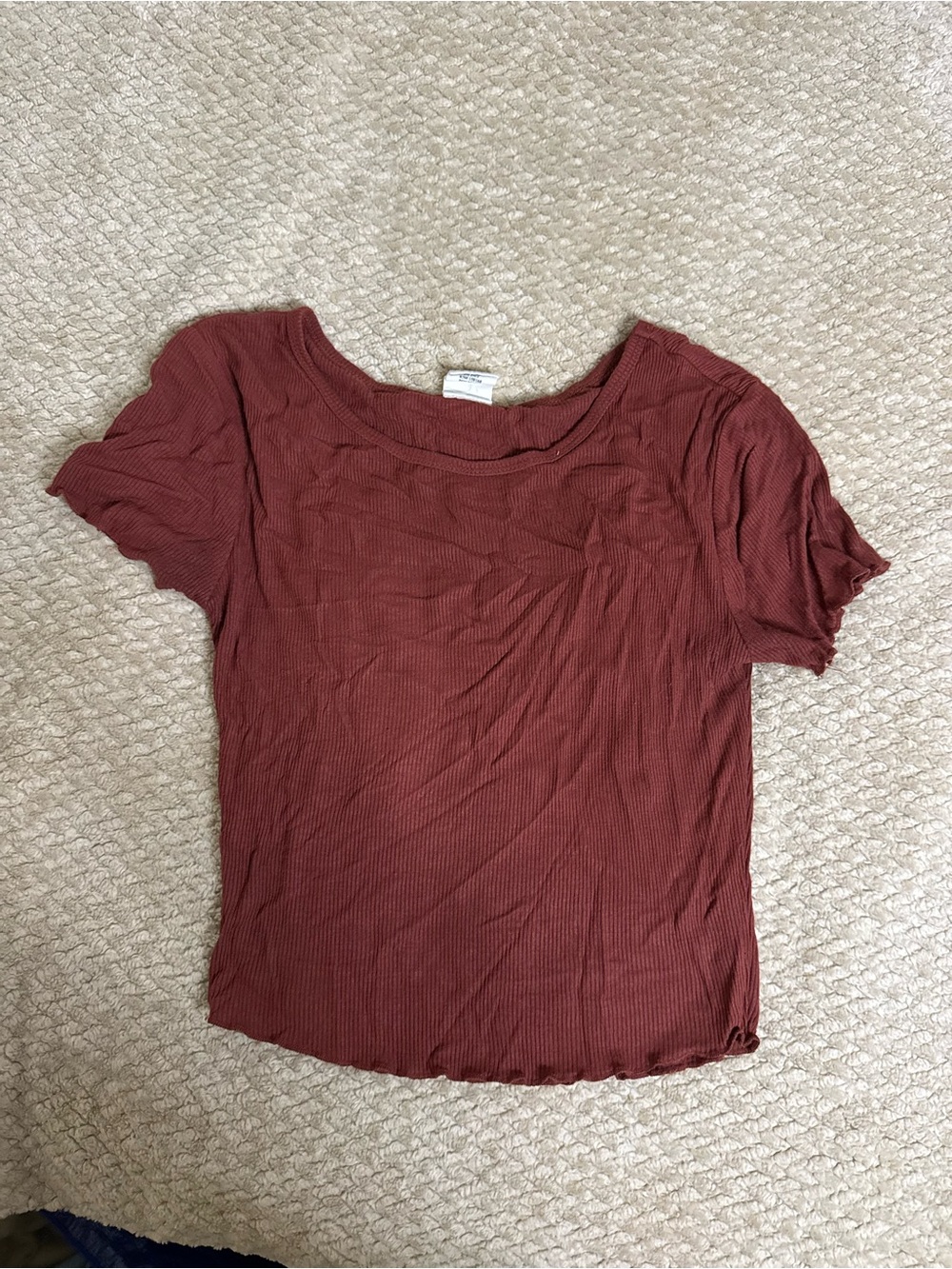 Women’s Ribbed Short-Sleeve Tee in Rust
